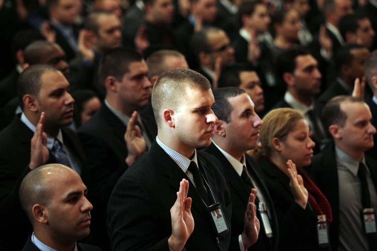 Mayor Bloomberg And NYPD Chief Kelly Swear In New Police Recruits