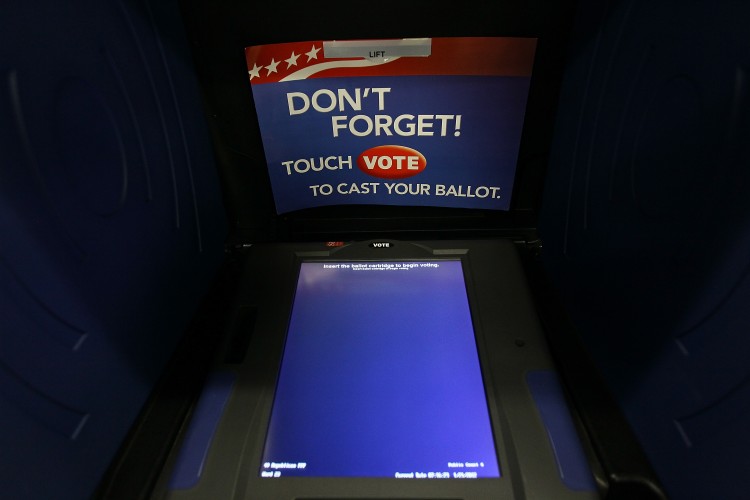 A South Carolina voting booth is shown at the Shandon Fire Station