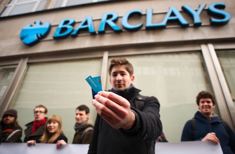 Barclays  cut card protest 2012