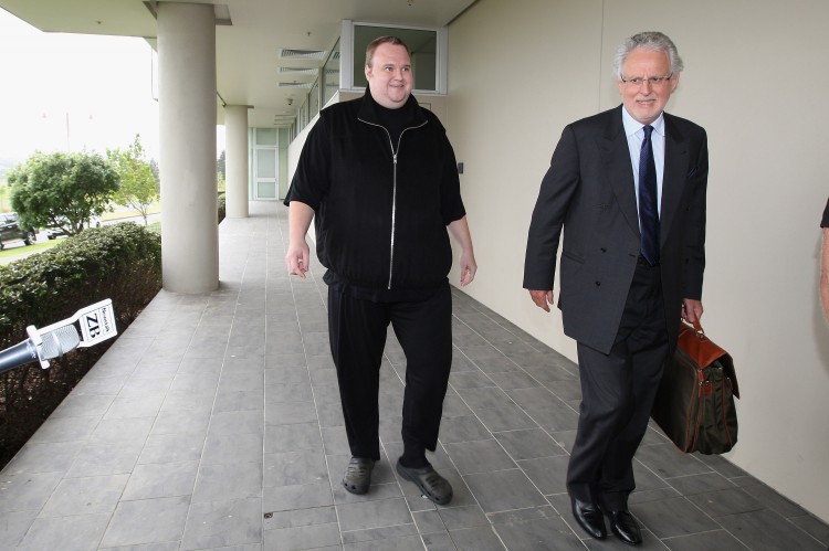 Kim Dotcom (L) is seen on February 22, 2012 in Auckland, New Zealand. (Sandra Mu/Getty Images)