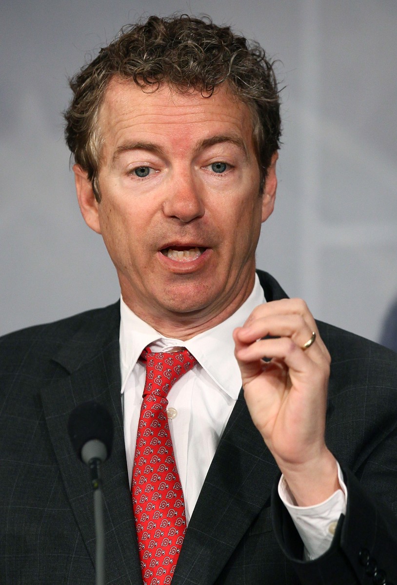Sen. Rand Paul (R-KY) talks during a news conference