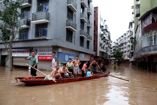 a flooded street in Chongqing