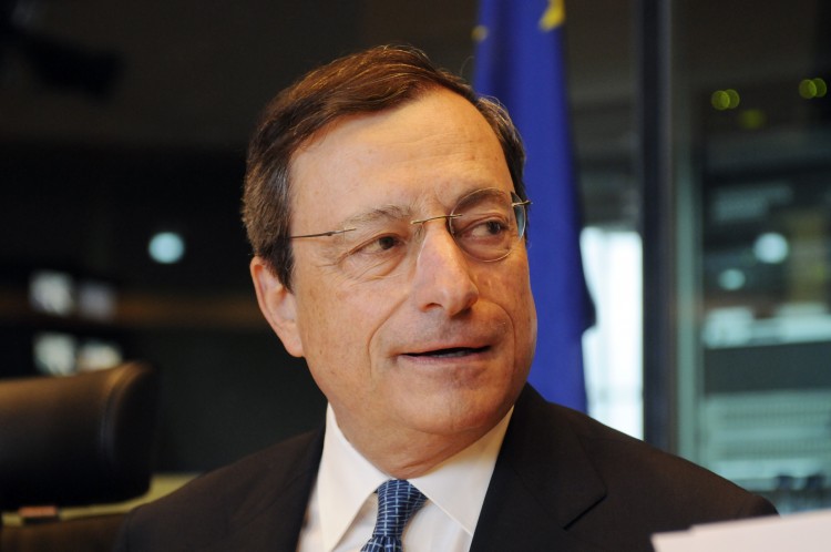 European Central Bank President Mario Draghi addresses the Economic and Monetary Affairs Committee of the European Parliament for its regular monetary dialogue at the European Parliament in Brussels, on July 9. (THIERRY CHARLIER/AFP/GettyImages)