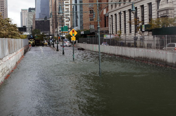 The Brooklyn Battery Tunnel is flooded after a tidal surge caused by Hurricane Sandy, on October 30, 2012 in Manhattan, New York. (Allison Joyce/Getty Images)