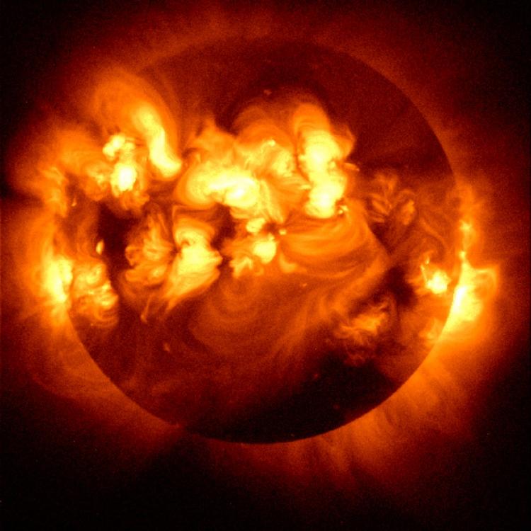Composite image of multiple solar flares on the sun. (Courtesy of JAXX/NASA.gov)