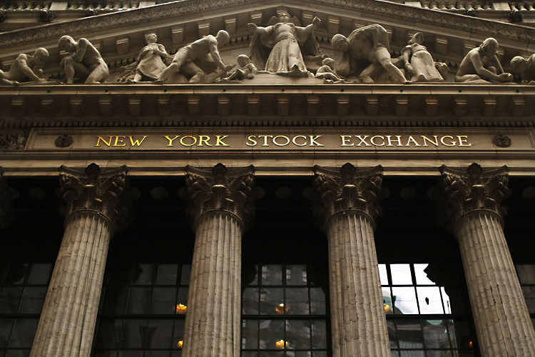 The iconic facade of the New York Stock Exchange (NYSE)