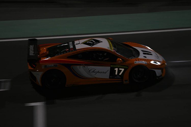 Adam Christodoulou in the #17 Lapidus Racing McLaren MP4-12C GT3 was running eighth just after midnight. (24hDubai.com)