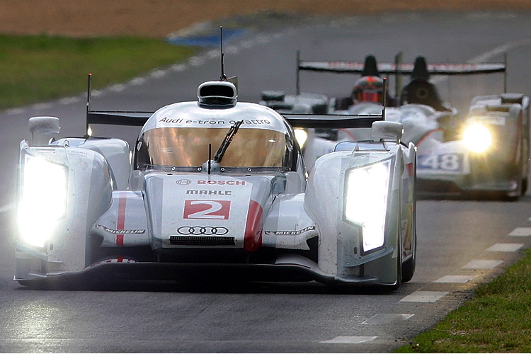 Audi's new R18 e-tron Quattro hybrids took the top two spots in the first Le Mans 24 qualifying session. (Audi Motorsports)