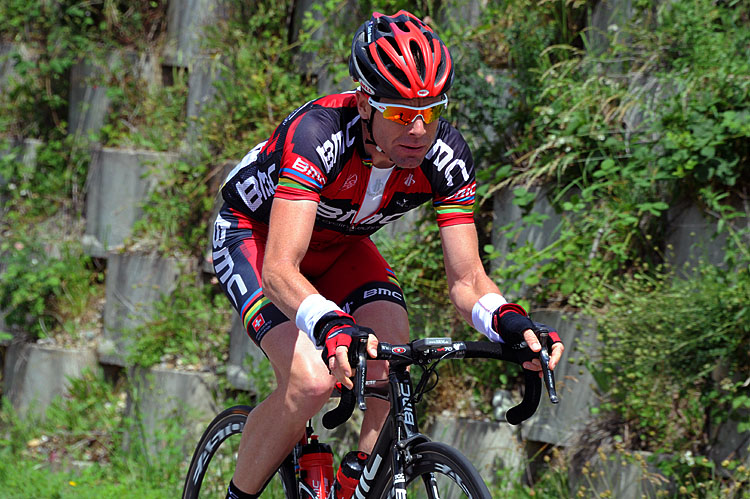 Cadel Evans rides in Stage One of the Critérium du Dauphiné cycling race. (Pascal Pavani/AFP/GettyImages)