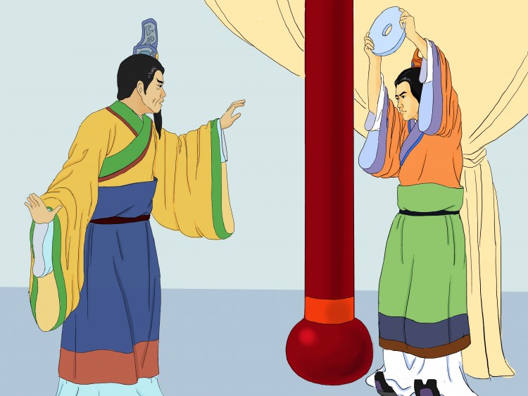 Lin Xiangru holds the jade over his head