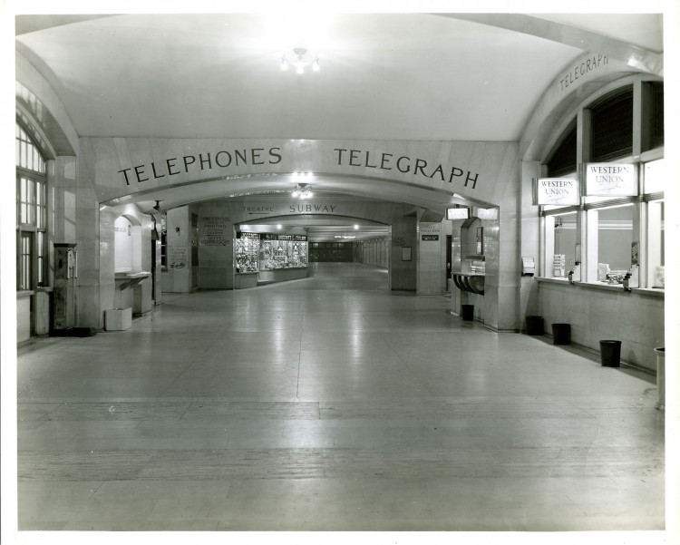 We are looking at a view of a passageway in Grand Central Terminal around 1937-1940s. The lettering found throughout the terminal was used as the basis for the popular Gotham family of fonts, according to Thinking With Type, a typography book. (Courtesy of MTA/MetroNorth Railroad)