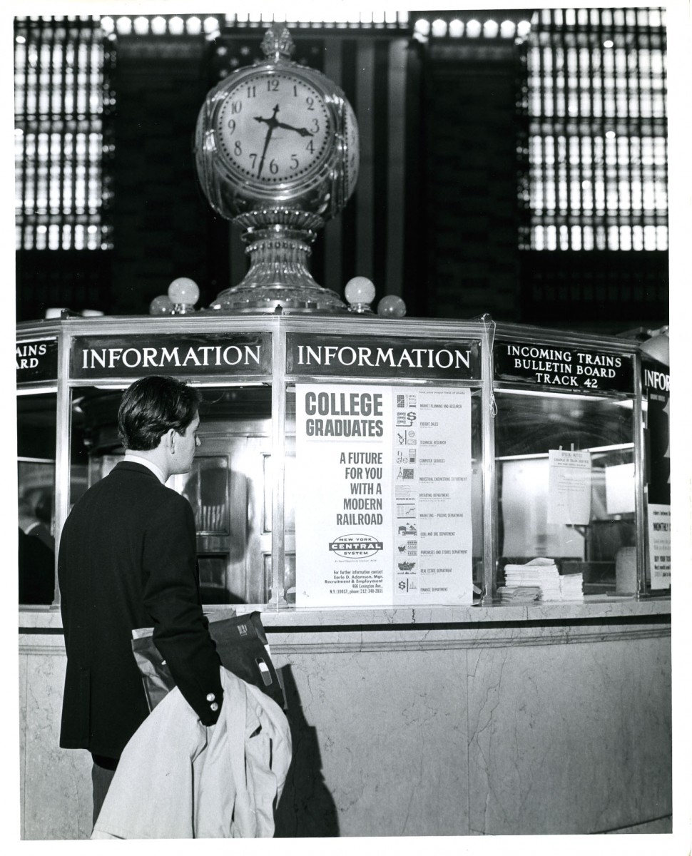  The clock in the middle of the Grand Central Terminal's main concourse is shown in this photo from around 1960-1970. (Courtesy of MTA/MetroNorth Railroad)