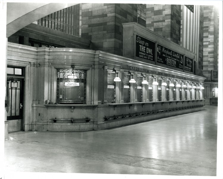  Ticketing windows in the main concourse of the Grand Central Terminal are shown in this photo from around 1940s. (Courtesy of MTA/MetroNorth Railroad)