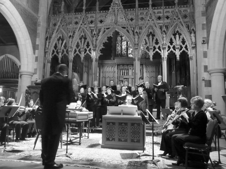 The Handel Week Festival 2009 Orchestra and Chorus performs in historic Grace Episcopal Church in Oak Park, IL, near Chicago, Illinois, USA. This year the group will perform Messiah as part of its 10th AnniversaryCelebration. (Courtesy of Handel Week Festival)