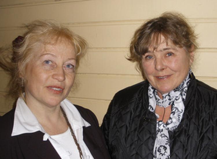 The two friends, Ms. Muronen and Ms. Karnebrink, saw the Shen Yun Performing Arts show on Wednesday at Cirkus in Stockholm. (Yvonne Kleberg/The Epoch Times)