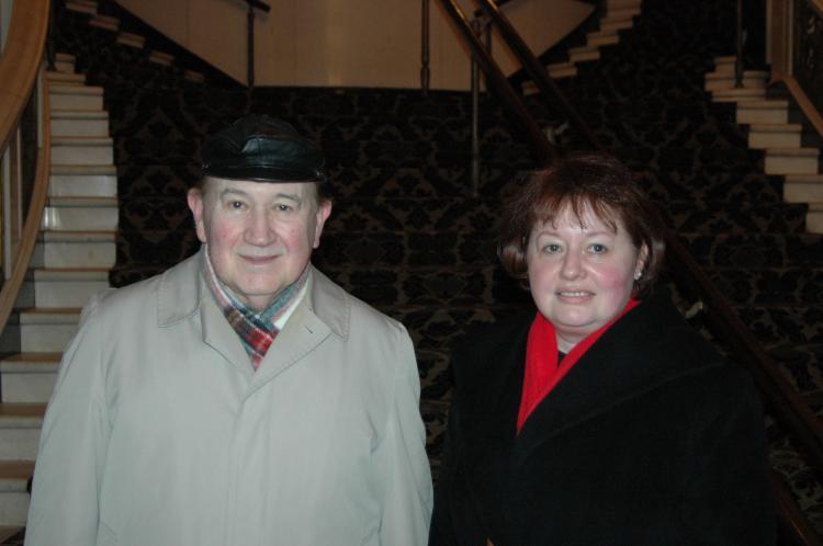Professor Levy (L) was accompanied by Dr. Even-Levy to the Divine Performing Arts show in Boston, Saturday Jan. 10, 2009. (Tim Pi/The Epoch Times)