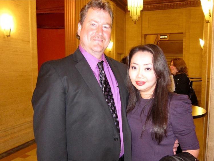 Kirk Strebel and his wife Wei Lei attended Shen Yun Performing Arts' show at the Civic Opera House on April 22. (Valerie Avore/The Epoch Times)