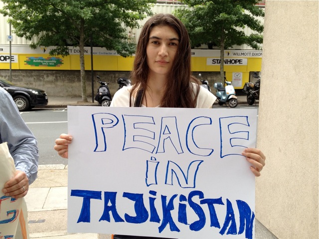 outside the Tajik Embassy in London
