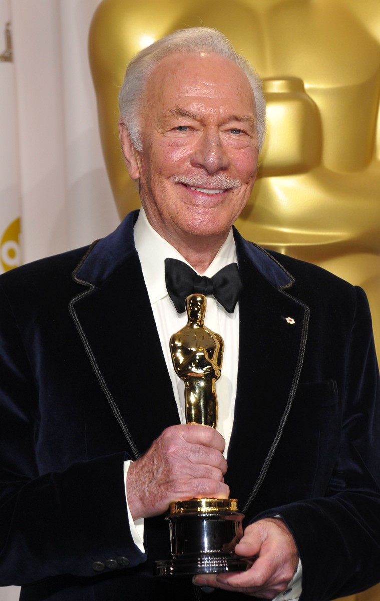 Christopher Plummer holds his Oscar for Best Actor in a Supporting Role