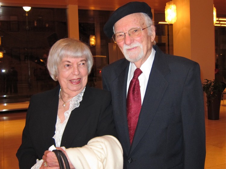 Betty Cleary accompanied by her husband, Gerard Cleary