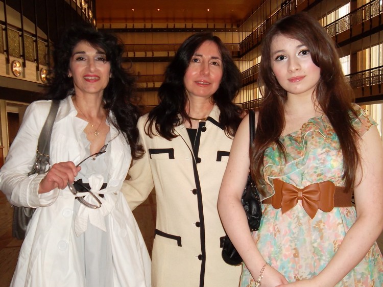 Vivian Wong (R), a singer, and her two aunts after seeing Shen Yun