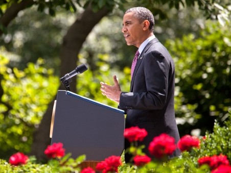 President Obama delivers remarks on his new immigration policy at the Rose Garden on Friday, June 15