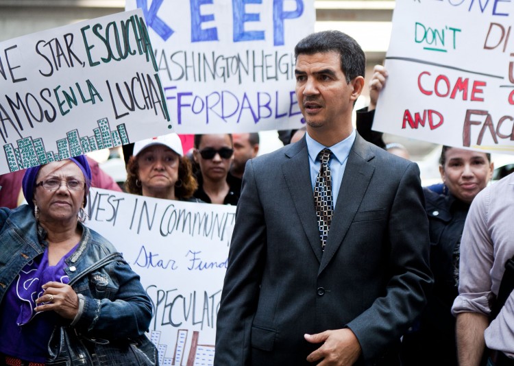 Council Member Ydanis Rodriguez at a community protest on Sept. 27 in Midtown Manhattan