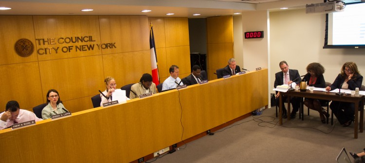  Council members of New York City listen to to the Board of Elections on Oct. 15, as they give testimony regarding preparedness for the 2012 general election. (Benjamin Chasteen/The Epoch Times)