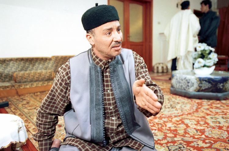 Lockerbie bombing defendant Al-Amin Khalifa Fhimah greets visitors after Friday prayers February 2, 2001 at the Soukal Juima mosque in Tripoli, Libya. (Courtney Kealy/Getty Images)