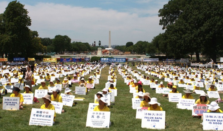 Falun Gong practitioners from around the country and around the world gathered to mark the 13th anniversary
