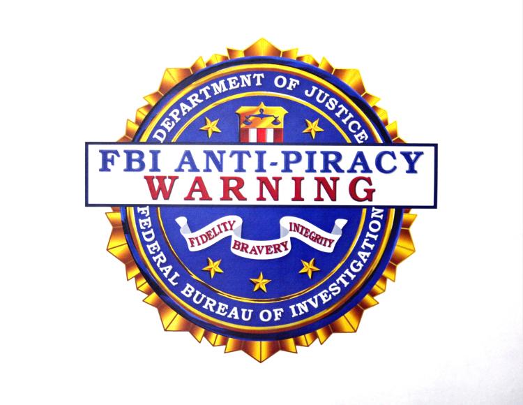 The FBI anti-piracy seal that is currently displayed on digital and software intellectual property to combat digital piracy.  (David McNew/Getty Images)
