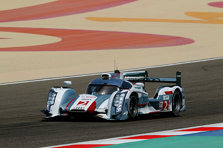 Allan McNish put the recently converted #2 Audi R18 e-tron quattro (it was an R18 Ultra in Sao Paulo) on the pole for the Bahrain Six Hours. (Audi Motorsports)