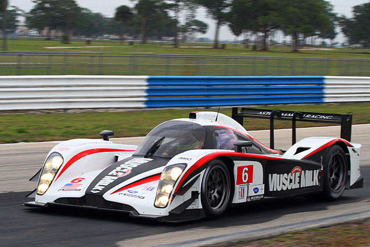 Muscle Milk Pickett Racing is trading in this Lola Aston Martin it raced in 2011 for an HOPD-ARX03a. Drivers will again be Lucas Luhr and Klaus Graf, with Simon Pagenaud added for Sebring. (James Fish/The Epoch Times)