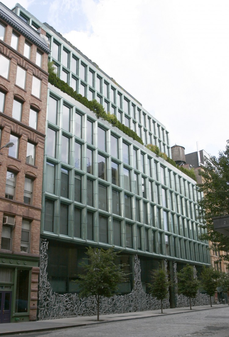 GLASS HOUSE: Forty Bond Street in NoHo has a facade clad in cast foamed glass and features 27 condo apartments and five townhouses. (Tim McDevitt/The Epoch Times)