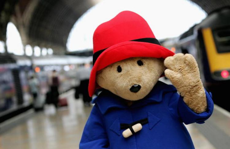 Paddington Bear arrives at Paddington Station on his way to the children's literature event at Buckingham Palace in London, England. (Gareth Cattermole/Getty Images)