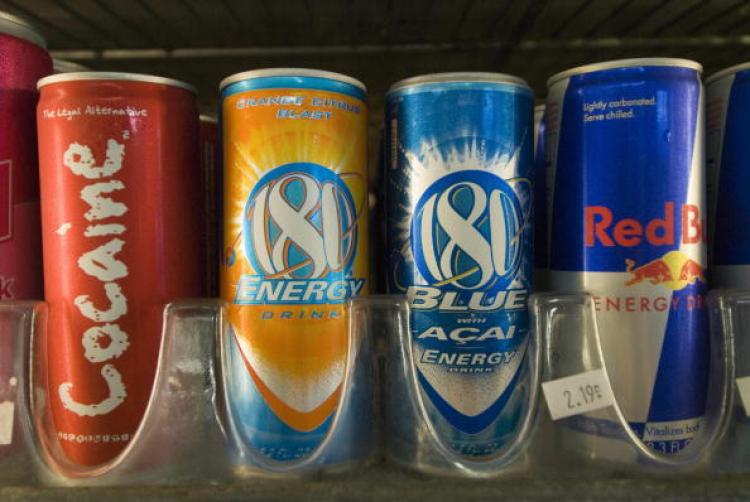 Cans of energy drinks are displayed in a store in San Diego, California in November 2006. (Earl S. Cryer/AFP/Getty Images)