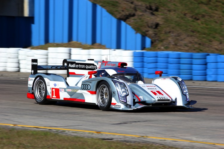 Oliver Jarvis in the #1 Audi R18 e-tron quattro set fastest time of the Thursday morning Sebring 12 Hours practice session. (James Fish/The Epoch Times)