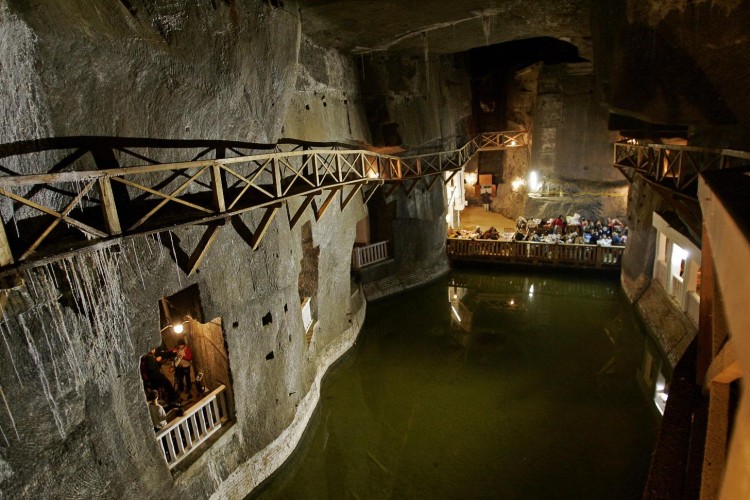 A view underground of Lake Wessel, in the Wieliczka Salt Mine, in southern Poland. It is a leading tourist site as well as a venue for the treatment of respiratory diseases. (Janek Skarzynski/Afp/Getty Images)