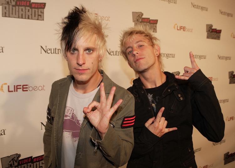 (L-R) Musicians Matthew Leone and Nathan Leone of Madina Lake at 'VMA Fandemonium: A Concert To Benefit Lifebeat' on September 8, 2007 at The House of Blues at The Mandalay Bay Resort & Casino in Las Vegas, Nevada.   (Kevin Winter/Getty Images)