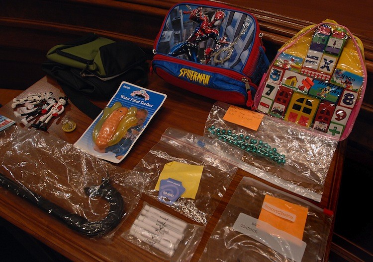 Various lead contaminated toys and children's items on display at a Senate Committee on Environment and Public Works hearing in 2007 in Washington. The EPA states that elevated levels of lead can cause a child to suffer from hyperactivity, slowed growth,  (Tom Brown/Getty Images)