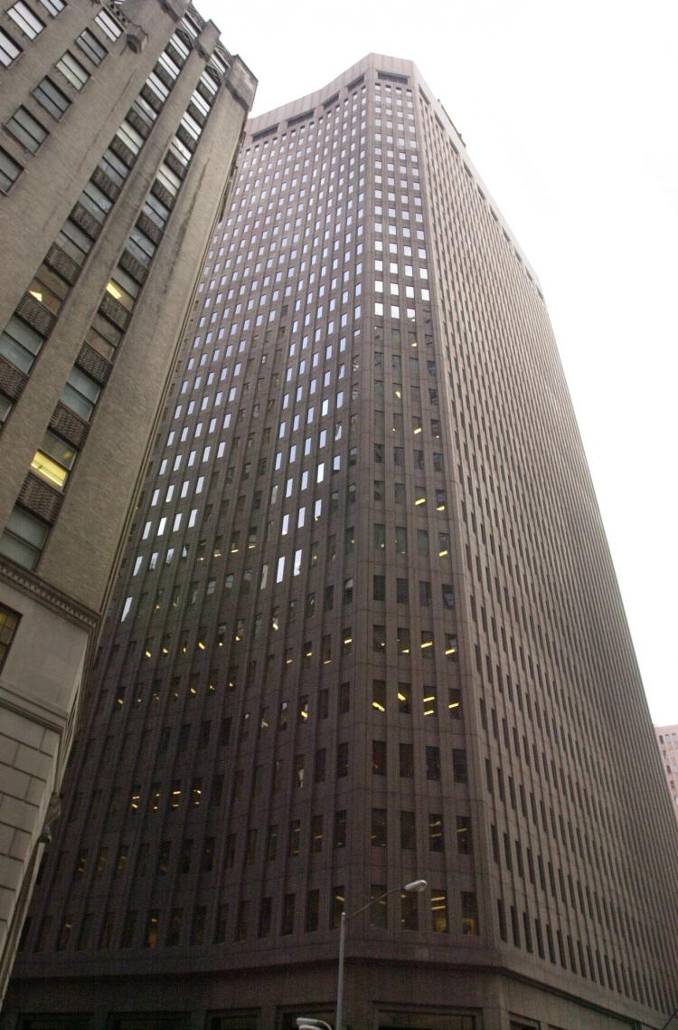 The Goldman Sachs building at 85 Broad Street in New York City. Goldman Sachs keeps a low profile and does not have a sign outside their headquarters. (Chris Hondros/Getty Images)