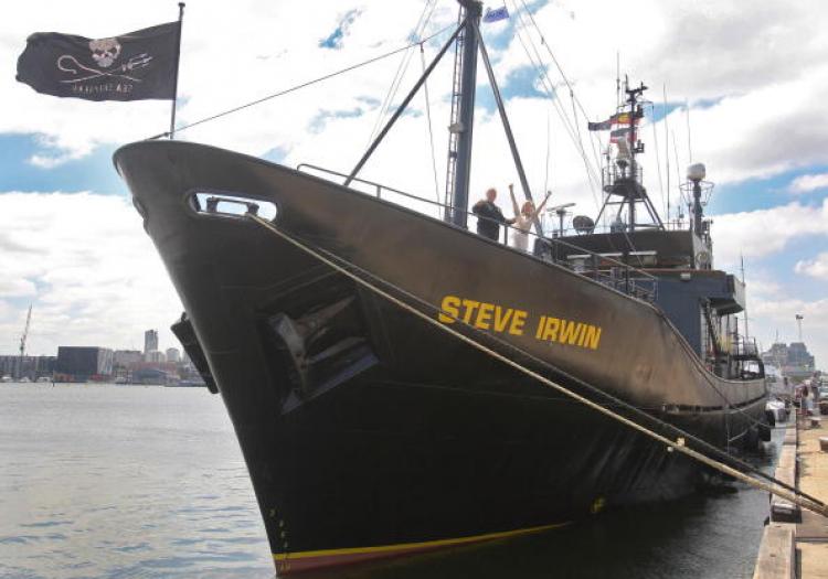 Sea Shepherd's Steve Irwin, in Melbourne after a naming ceremony.  (William WEST/AFP/Getty Images)