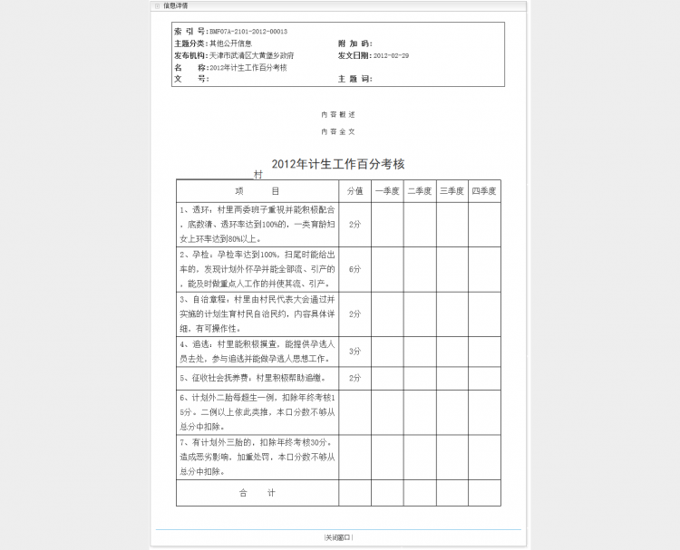 Tianjin City town government about inserting an IUD