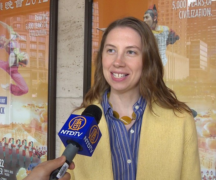 Theresa M. Lyons attending Shen Yun Performing Arts at Lincoln Center's David H. Koch Theater on Sunday afternoon. (Courtesy of NTD Television)