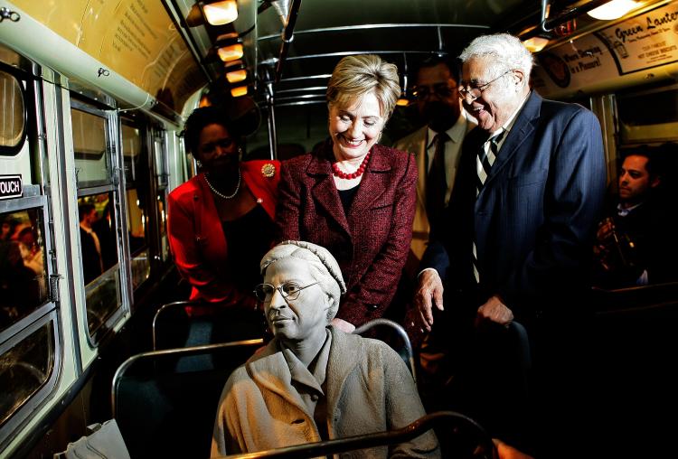 Rosa Parks exhibit at the National Civil Rights Museum. Sen. Hillary Clinton (D-NY) visits with Dr. Benjamin Hooks (R) in 2008. (Win McNamee/Getty Images)