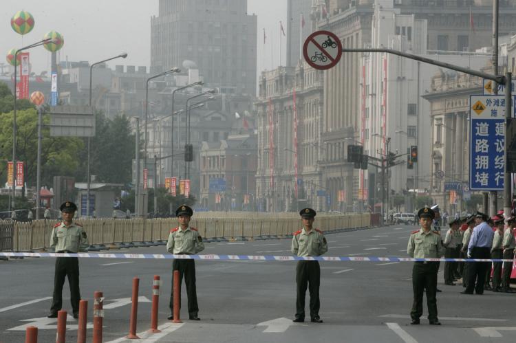 Shanghai has entered a state of semi-martial law as Olympics approach. (China Photos/Getty Images)