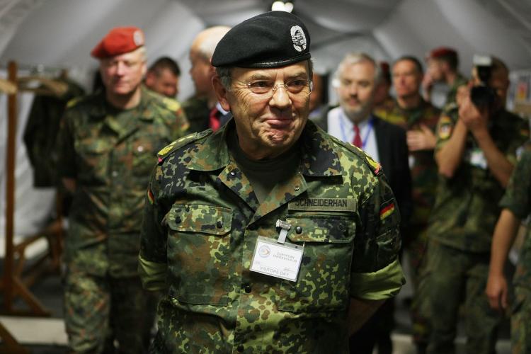 Inspector general of the German Military, Wolfgang Schneiderhan, at a military exercise in Stetten am Kalten Markt, Germany on May 28, 2008. (Thomas Niedermueller/Getty Images)