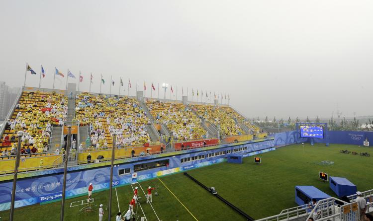 Far from a full at house at the Archery event on Sunday (Jewel Samad/AFP/Getty Images)