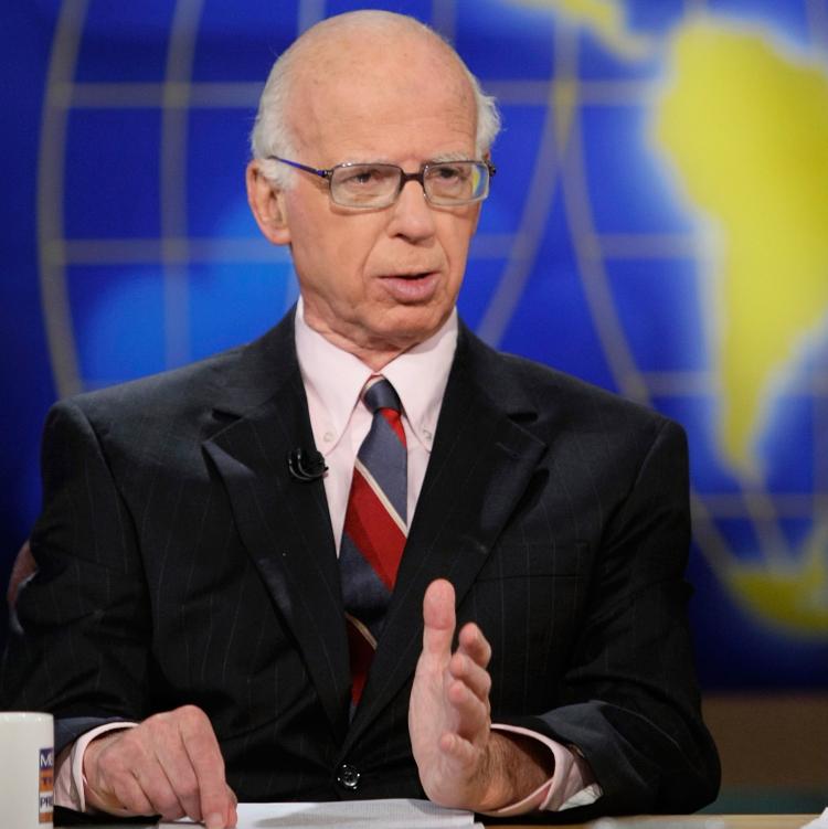 Washington Post columnist David Broder speaks during a taping of 'Meet the Press' at the NBC studios in 2008 in Washington, DC. Broder died Wednesday in Arlington after a battle with diabetes. He was 81. (Alex Wong/Getty Images)