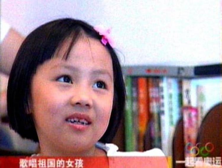 This image received on August 12, 2008, taken from television on August 11 shows seven-year-old Yang Peiyi during an interview in Beijing. (AFP/AFP/Getty Image)